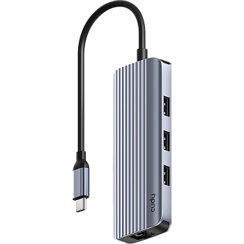 Cudy UH606 Концентратор USB/ 6-IN-1 USB Hub, Aluminium housing,1 USB-C 3.0 5Gbps male connecter with