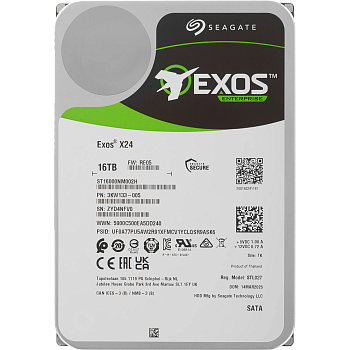 Жесткий диск/ HDD Seagate SATA 16Tb Exos X24 6Gb/s 7200 512Mb 1 year warranty