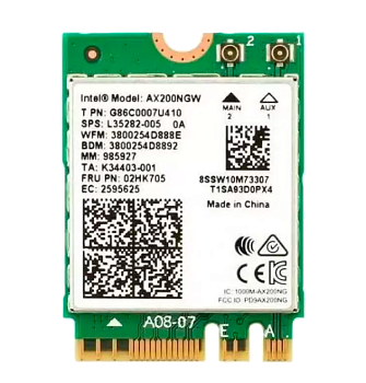 Intel Corporation AX200.NGWG.NV Плата сетевого контроллера/ Intel Wi-Fi 6 AX200, 2230, 2x2 AX+BT, No