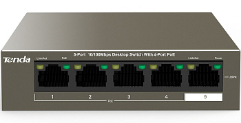 Tenda TEF1105P-4-63W Коммутатор/ Tenda TEF1105P-4-63W 5-Port 10/100Mbps Desktop Switch with 4-Port P