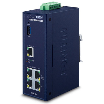 PLANET IVR-100 шлюз/ PLANET IVR-100 Industrial 5-Port 10/100/1000T VPN Security Gateway: Dual-WAN Fa