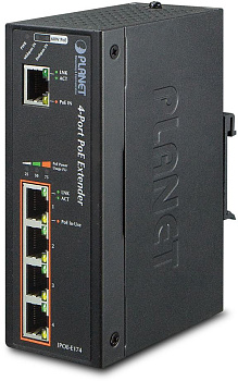 PLANET IPOE-E174 IPOE-E174 индустриальный PoE экстендер/ IP30 Industrial 1-Port 60W Ultra POE to 4-P