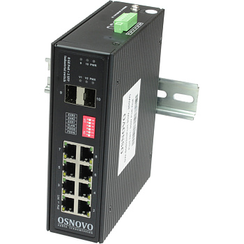 OSNOVO SW-80802/I(Port 90W 300W) Коммутатор/ OSNOVO Промышленный гигабитный коммутатор HiPoE на 10 п
