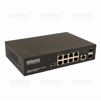 OSNOVO SW-80802/L(150W) Коммутатор/ OSNOVO Гигабитный L2 PoE коммутатор на 10 портов, 8 *10/100/1000