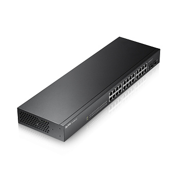 ZYXEL GS1900-24-EU0102F Коммутатор/ Zyxel GS1900-24 Smart L2 switch, rack 19", 24xGE, 2xSFP, silent