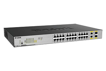 D-Link DGS-1026MP/B2A Коммутатор/ DGS-1026MP Unmanaged Switch 24x1000Base-T PoE, 2xCombo 1000Base-T/