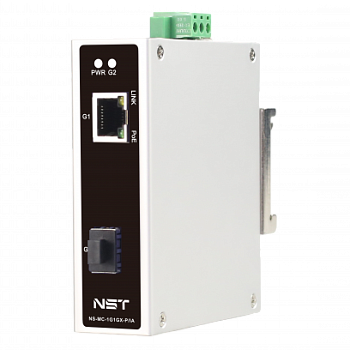 NST NS-MC-1G1GX-P/IA Промышленный PoE медиаконвертер Gigabit Ethernet, SFP 1000Мбит/c, RJ45 10/100/1
