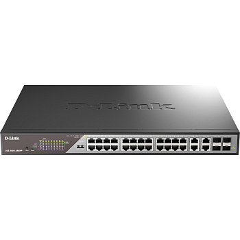 D-Link DSS-200G-28MPP/A1A Сетевой коммутатор/ Smart L2 Surveillance Switch 24х1000Base-T PoE (8 PoE 