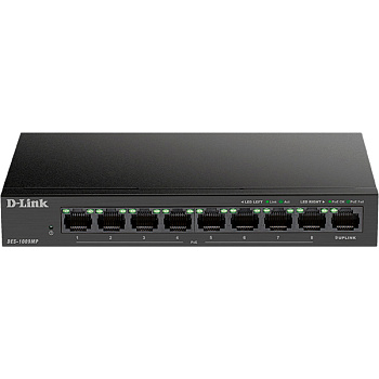 D-Link DES-1009MP/A1A Коммутатор/ DES-1009MP Unmanaged Switch 8x100Base-TX PoE, Surge 6KV, PoE Budge