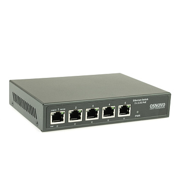 OSNOVO SW-5D-1(60W) Коммутатор/ OSNOVO PoE коммутатор 2.5G Ethernet на 5 RJ45 портов. Порты: 1 x 2.5