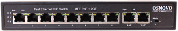 OSNOVO SW-20820(120W) Коммутатор/ OSNOVO PoE коммутатор, 8 x FE с поддержкой PoE (IEEE 802.3af/at), 