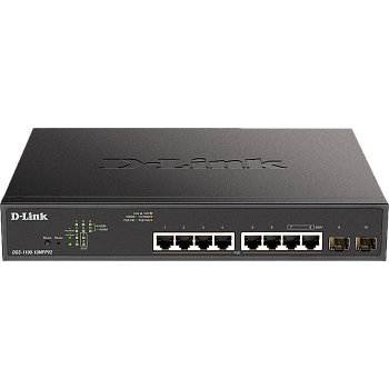 D-Link DGS-1100-10MPPV2/A3A Коммутатор/ EasySmart L2 Switch 8х1000Base-T PoE, 2x1000Base-X SFP, PoE 
