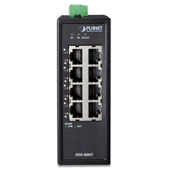 PLANET ISW-800T ISW-800T коммутатор для монтажа в DIN рейку/ IP30 Compact size 8-Port 10/100TX Fast 
