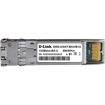 D-Link 436XT-BXU/40KM/B1A Трансивер/ 436XT-BXU/40KM WDM SFP+ Transceiver, 10GBase-ER, Simplex LC, TX