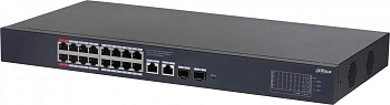 Коммутатор Dahua DH-CS4220-16GT-240 (L2) 16x100Мбит/с 2x1Гбит/с 2xКомбо(1000BASE-T/SFP) 16PoE 265W у