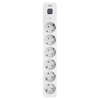 Фильтр-удлинитель PowerCom SP-06W 5.0M, 6 розеток, белый, 16А, 4кВт, 380Дж, защитные шторки, защита 