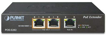 PLANET POE-E202 PoE расширитель/ PLANET 1-Port 802.3at PoE+ to 2-Port 802.3af/at Gigabit PoE Extende
