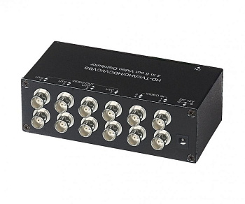 SC&T CD408HD Распределитель/ SC&T Распределитель видеосигнала HDCVI/HDTVI/AHD/CVBS,  4 входа - 8 вых