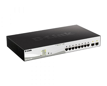 D-Link DGS-1210-10MP/F3A Коммутатор/ Smart L2 Switch 8х1000Base-T PoE, 2х1000Base-X SFP, PoE Budget 
