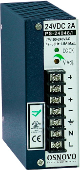 OSNOVO PS-24048/I Блок питания/ OSNOVO Промышленный блок питания. DC24V, 2A (48W). Диапазон входных 