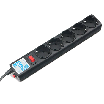 Фильтр-удлинитель Power Cube 5,0 м 5 розеток (черный графит) 10А/2,2кВт/ Surge protector Power Cube 