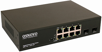 OSNOVO SW-80802(150W) Коммутатор/ OSNOVO Гигабитный PoE коммутатор на 10 портов, 8 *10/100/1000 Base