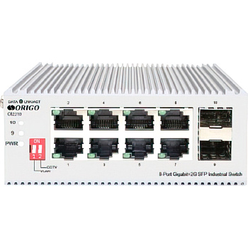 Origo OI2210/A1A Коммутатор/ Unmanaged Industrial Switch 8x1000Base-T, 2x1000Base-X SFP, Surge 4KV, 