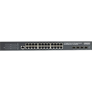 OSNOVO SW-24G4X-1L Коммутатор/ OSNOVO Гигабитный L3 PoE коммутатор на 28 портов, 24 *10/100/1000 Bas