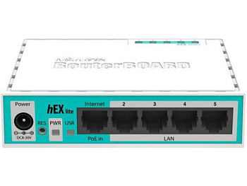 Mikrotik RB750r2 Маршрутизатор/ MikroTik hEX lite 5-port Fast Ethernet router for home/SOHO