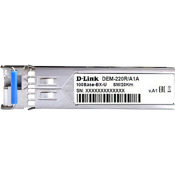 D-Link 220R/20KM/A1A Трансивер/ 220R/20KM WDM SFP Transceiver, 100Base-BX-U, Simplex LC, Single-mode