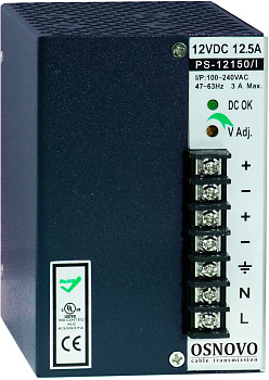 OSNOVO PS-12150/I Блок питания/ OSNOVO Промышленный блок питания. DC12V, 12,5A (150W). Диапазон вход
