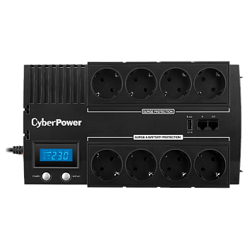 ИБП CyberPower BR1200ELCD, Line-Interactive, 1200VA/720W, 8 Schuko розеток, USB&USB Charger, RJ11/RJ