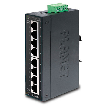 PLANET IGS-801T коммутатор/ PLANET IP30 Slim type 8-Port Industrial Gigabit Ethernet Switch (-40 to 