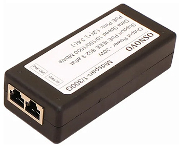 OSNOVO Midspan-1/300G Инжектор/ OSNOVO PoE-инжектор Gigabit Ethernet на 1 порт, мощность PoE - до 30
