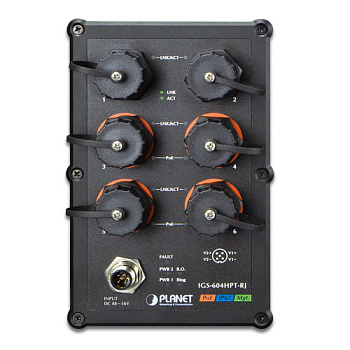 PLANET IGS-614HPT коммутатор/ PLANET IGS-614HPT IP40 Industrial 4-Port 10/100/1000T 802.3at PoE + 1-