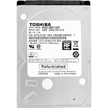 HDD Toshiba SATA 1TB 2.5" 6.0 Gbit/s 5400 rpm 8Mb OFFICIAL RECERTIFIED 1 year warranty (replacement 