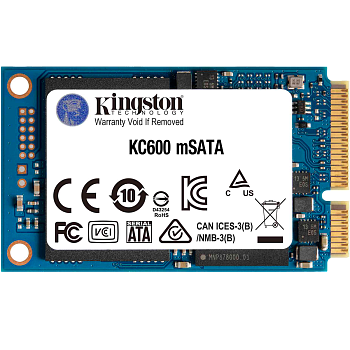 Твердотельный накопитель/ Kingston SSD KC600, 1024GB, mSATA, SATA3, 3D TLC, R/W 550/520MB/s, IOPs 90