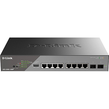 D-Link DSS-200G-10MP/A1A Сетевой коммутатор/ Smart L2 Surveillance Switch 8х1000Base-T PoE, 2x1000Ba