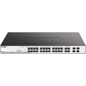 D-Link DGS-1210-28MP/F4A Коммутатор/ DGS-1210-28MP/F4A Smart L2 Switch 24х1000Base-T PoE, 4хCombo 10