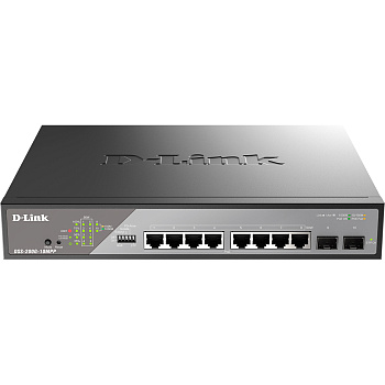 D-Link DSS-200G-10MPP/A1A Сетевой коммутатор/ Smart L2 Surveillance Switch 8х1000Base-T PoE 802.3bt 