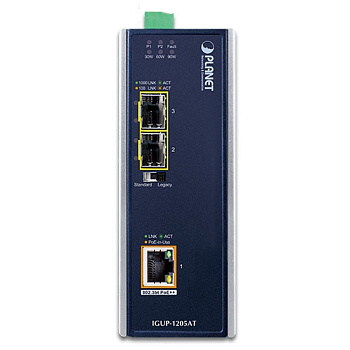 PLANET IGUP-1205AT медиа конвертер/ PLANET IGUP-1205AT Industrial 2-Port 100/1000X SFP to 1-Port 10/