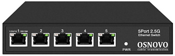 OSNOVO SW-5D-1 Коммутатор/ OSNOVO Коммутатор 2.5G Ethernet на 5 RJ45 портов. Порты: 5 x 2.5G (10/100