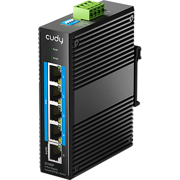 Cudy IG1005P Промышленный коммутатор/ 5-Port Aluminum Industrial PoE+ Switch, 1000Mbps 5-Port RJ45, 