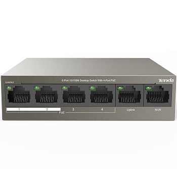 Tenda TEF1106P-4-63W Коммутатор/ Tenda  6-Port 10/100M Desktop Switch with 4-Port PoE