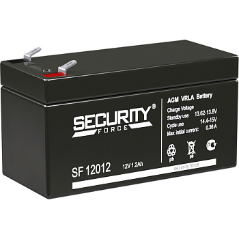 Батарея SECURITY FORCE серия SF, SF 12012, напряжение 12В, емкость 1.2Ач (разряд 20 часов), макс. то