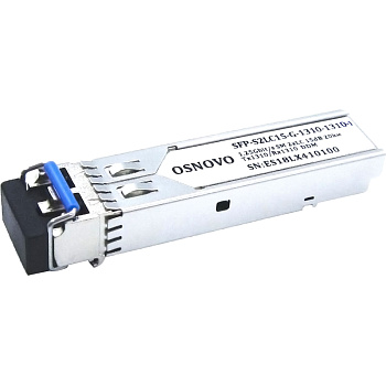 OSNOVO SFP-S2LC15-G-1310-1310-I Модуль/ OSNOVO промышленный SFP Модуль SM, разъем 2*LC, 1,25 Гбит/c,