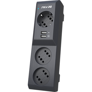 Сетевой фильтр/ Surge protector Pilot 3G 3xGP euro outlets, 10А/2.2кВа, 2xUSB, 7m, grafit