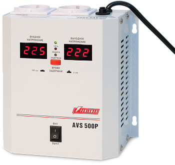 Стабилизатор POWERMAN AVS 500P, ступенчатый регулятор, цифровые индикаторы уровней напряжения, 500ВА