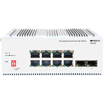 Origo OI2210P/185W/A1A  Коммутатор/ Unmanaged Industrial Switch 8x1000Base-T PoE, 2x1000Base-X SFP,