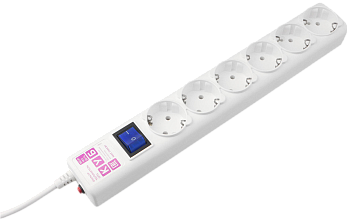 Фильтр-удлинитель Power Cube 1,9 м 6 розеток с заземлением (белый) 16А/3,5кВт/ Surge protector Power